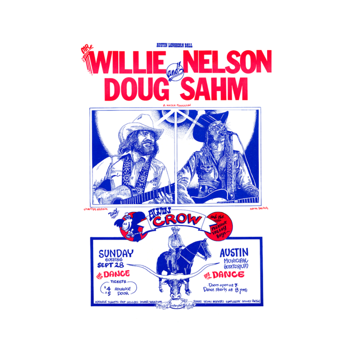 Willie Nelson Doug Sahm Concert Poster