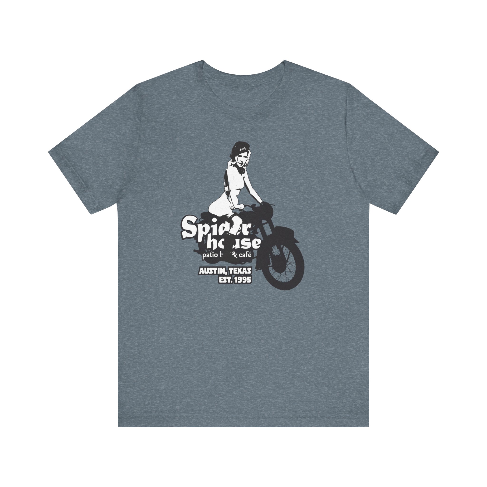 15587242140081757923_2048-1.jpeg Spider House Lounge Moto Girl – Soft Heather Tee - Image 1